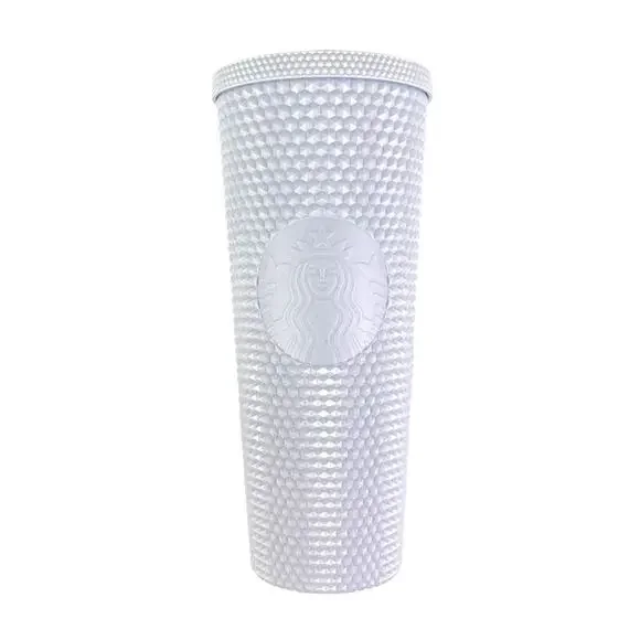 Starbucks Spring 2024 Studded Bright Snow White Glossy Venti 24oz Tumbler Cup - Picture 2 of 9